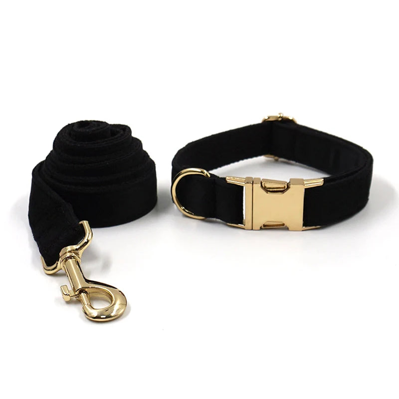 Black Velvet Dog Walking Set