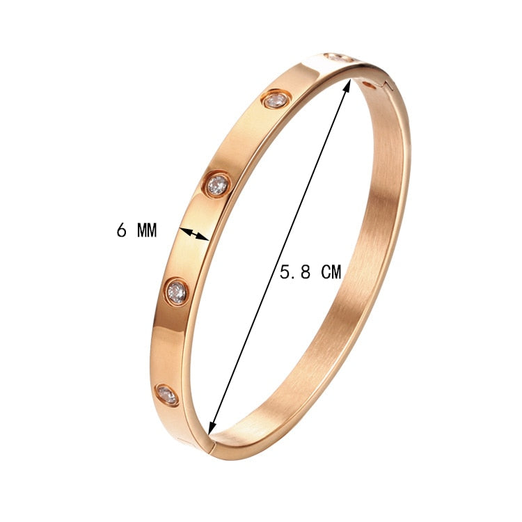 Tier Bezel Bangle in Rose Gold showing Dimensions
