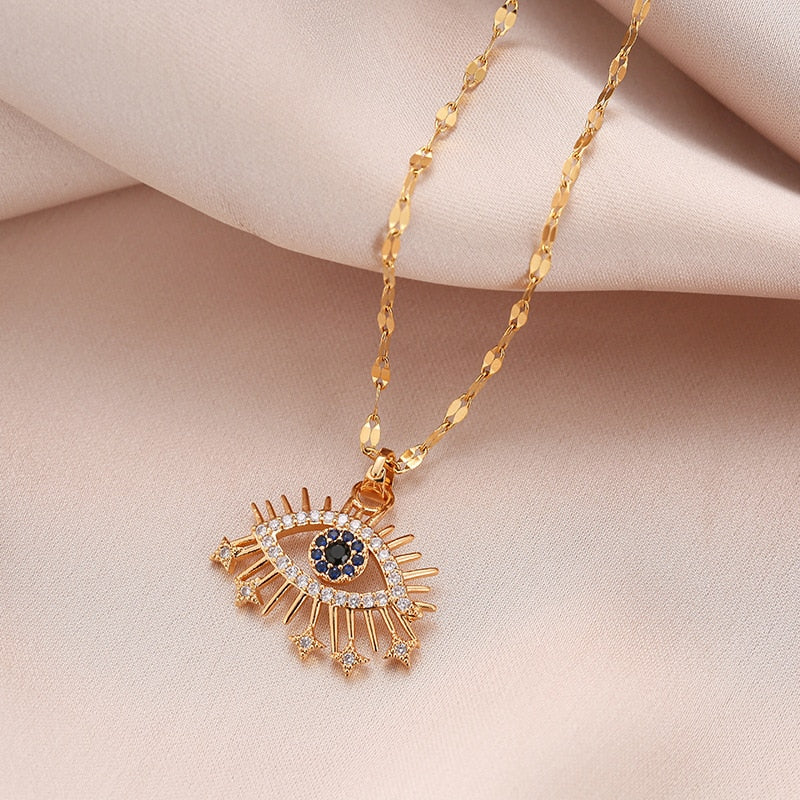 Evil Eye Star Necklace Gold