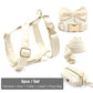 White Leather Dog Collar And Leash Set
