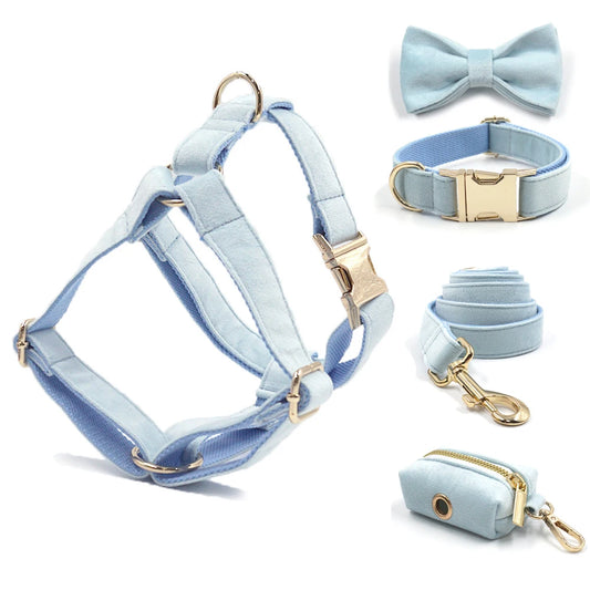 Baby Blue Velvet 5pcs Harness Set