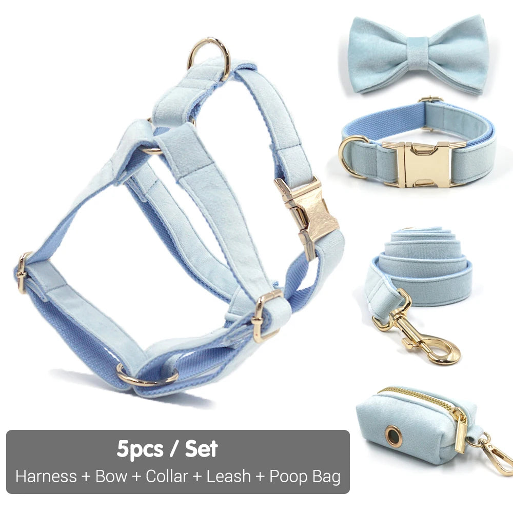 Baby Blue Velvet 5pcs Harness Set