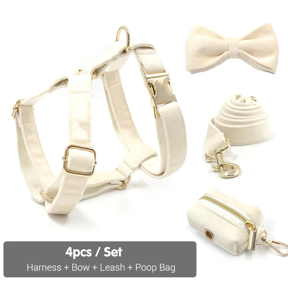 Cream Velvet Harness Set