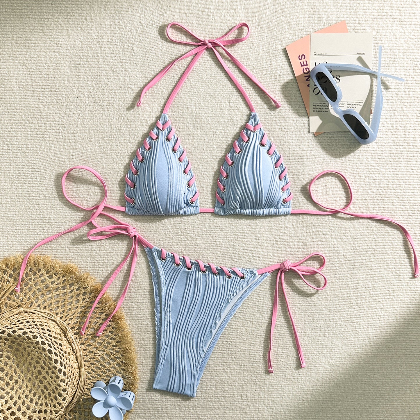 Pleated Stitch Bikini Set