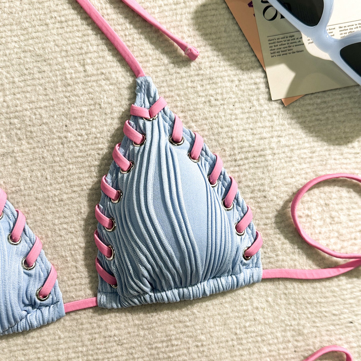 Pleated Stitch Bikini Set