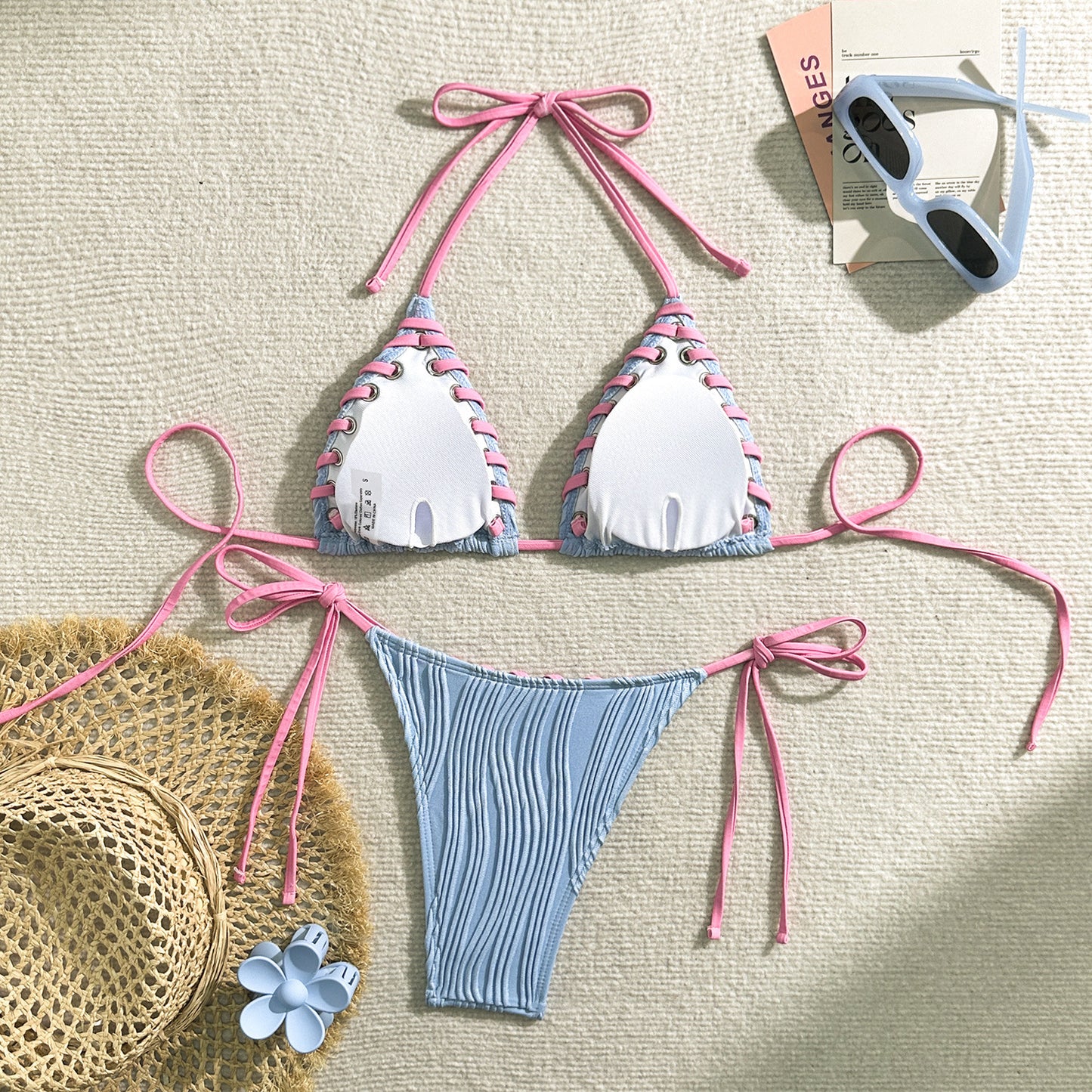 Pleated Stitch Bikini Set