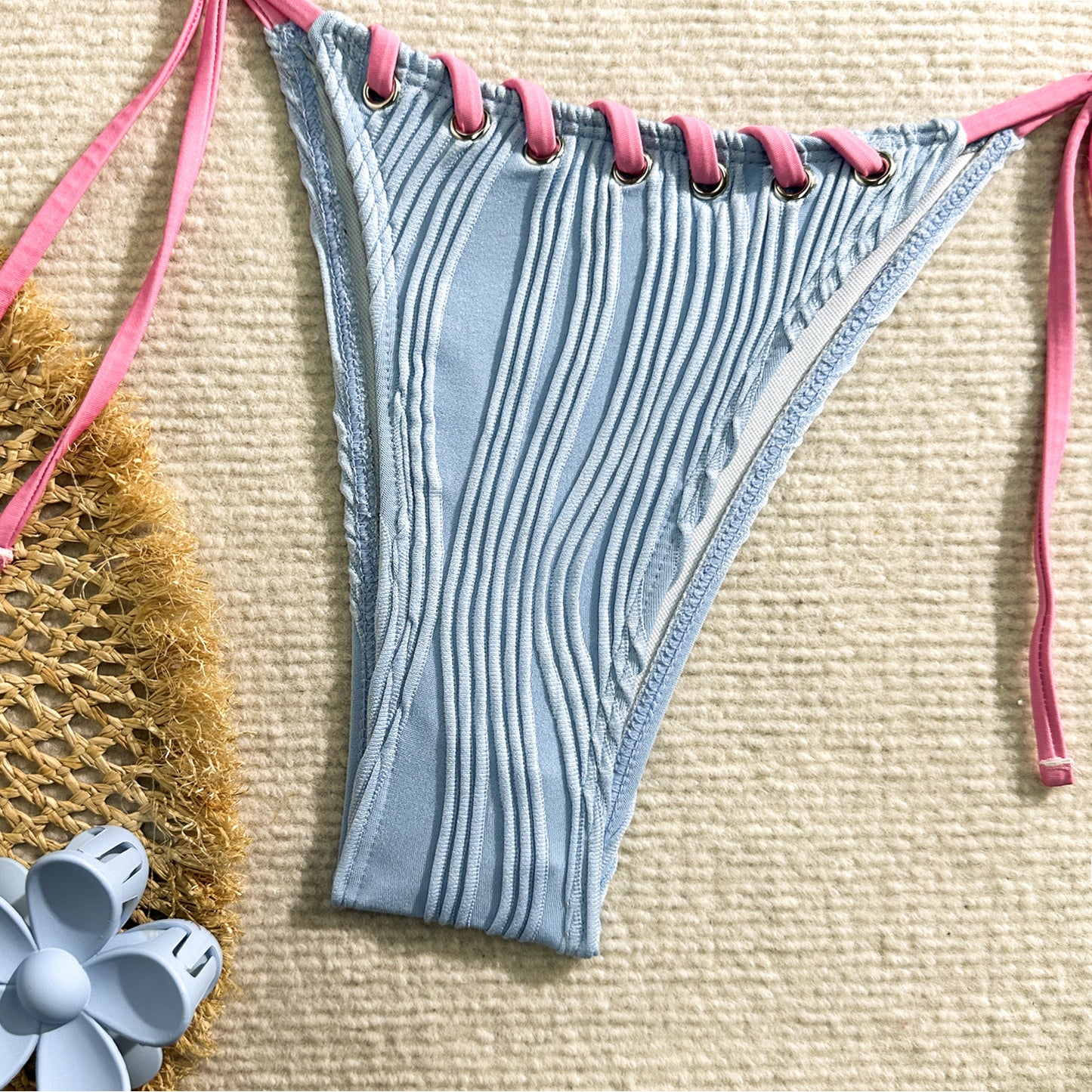 Pleated Stitch Bikini Set