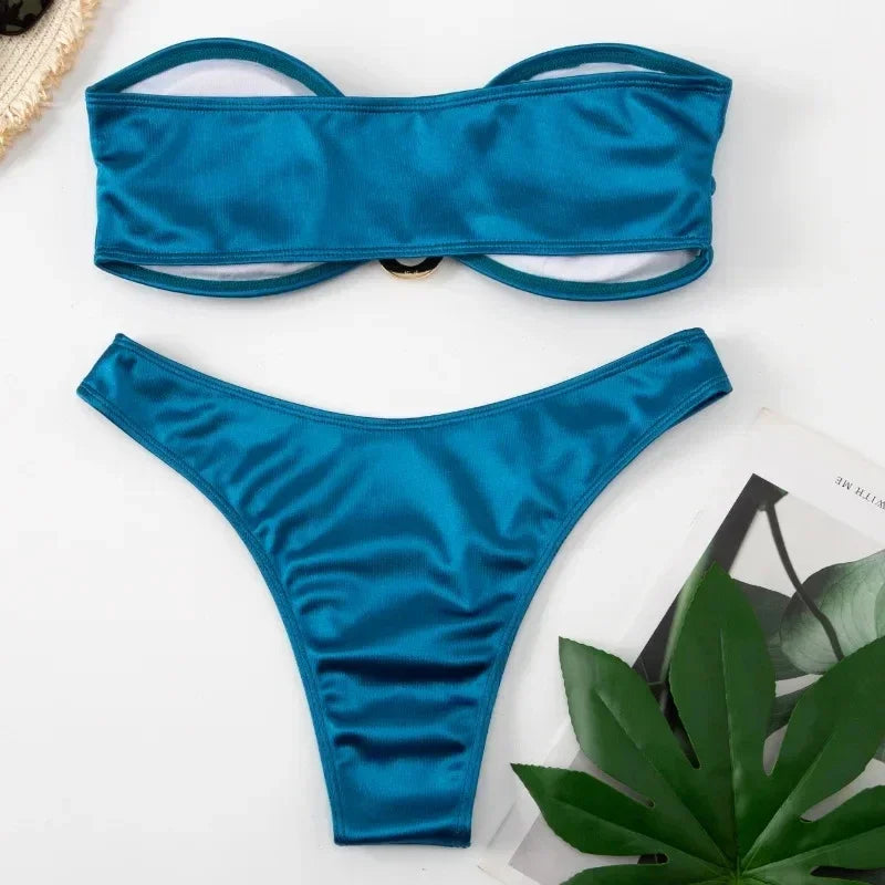 Sexy U Bandeau Brazilian Bikini Set