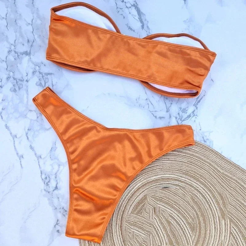 Sexy U Bandeau Brazilian Bikini Set