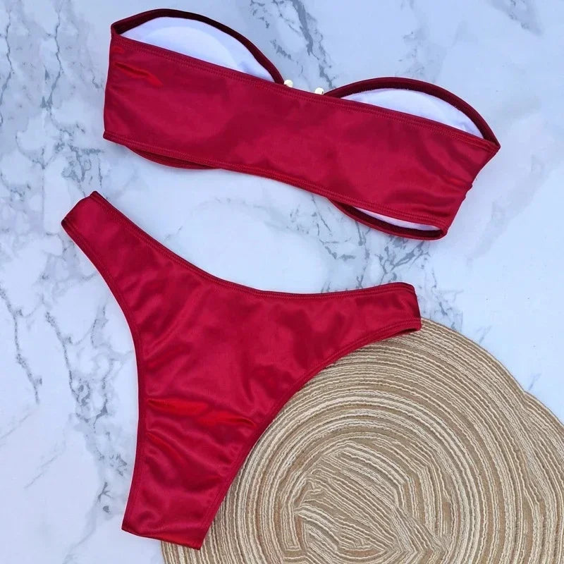 Sexy U Bandeau Brazilian Bikini Set