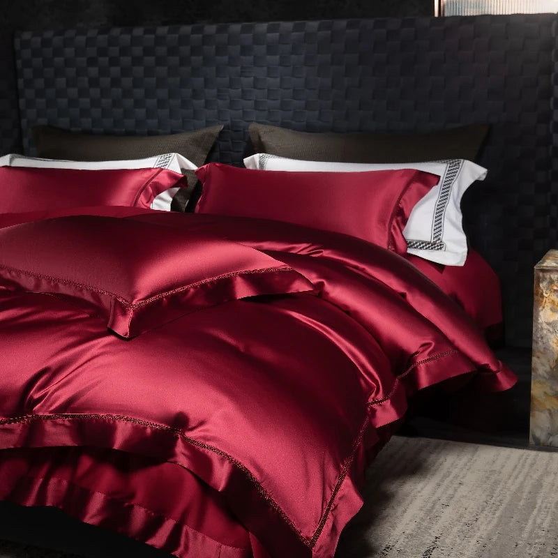 The Gilded Collection – 800TC Silk-Cotton Satin 4Pcs Bedding Set (Duvet Cover + Sheet + Pillowcases)
