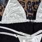 Metallically Silver Thong Bikini Set