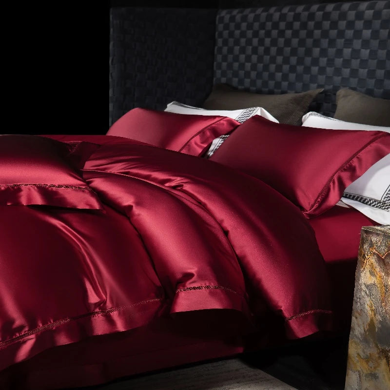 The Gilded Collection – 800TC Silk-Cotton Satin 4Pcs Bedding Set (Duvet Cover + Sheet + Pillowcases)