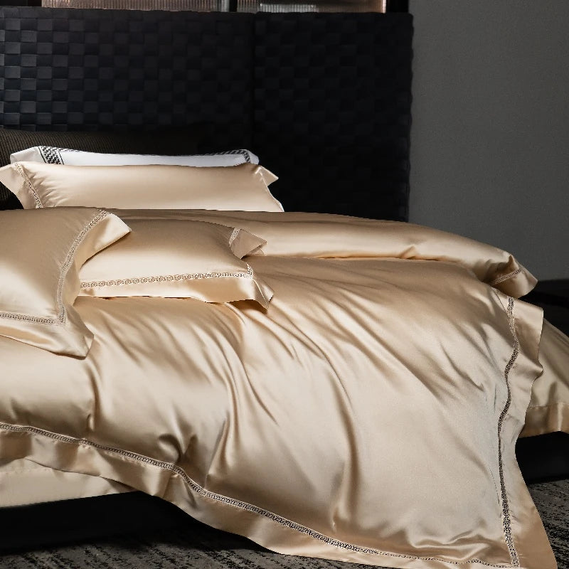 The Gilded Collection – 800TC Silk-Cotton Satin 4Pcs Bedding Set (Duvet Cover + Sheet + Pillowcases)
