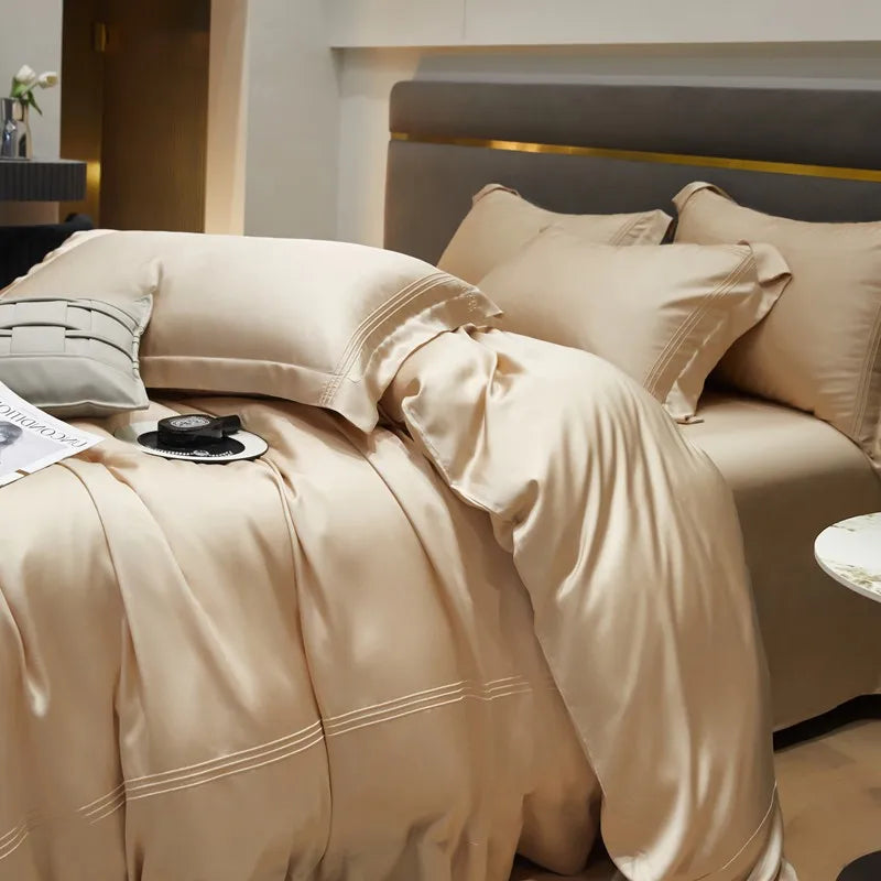 The Eco-Luxe Bamboo Set – 4Pcs 600TC Lyocell Duvet Cover with Ultra-Soft Sheet & Pillowcases