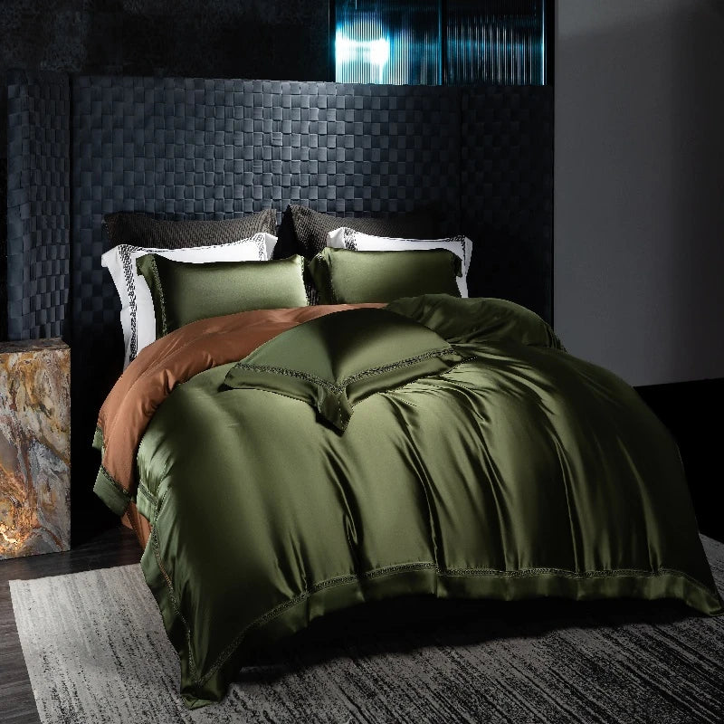 The Gilded Collection – 800TC Silk-Cotton Satin 4Pcs Bedding Set (Duvet Cover + Sheet + Pillowcases)