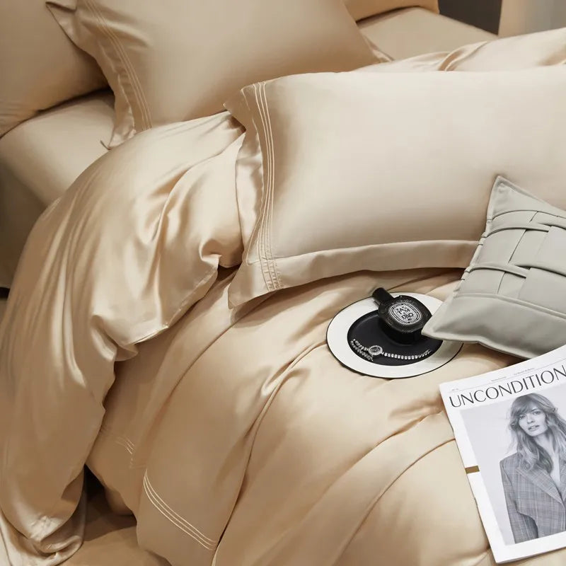 The Eco-Luxe Bamboo Set – 4Pcs 600TC Lyocell Duvet Cover with Ultra-Soft Sheet & Pillowcases