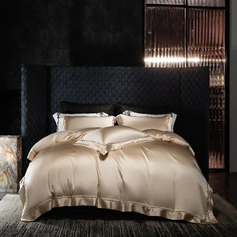 The Gilded Collection – 800TC Silk-Cotton Satin 4Pcs Bedding Set (Duvet Cover + Sheet + Pillowcases)
