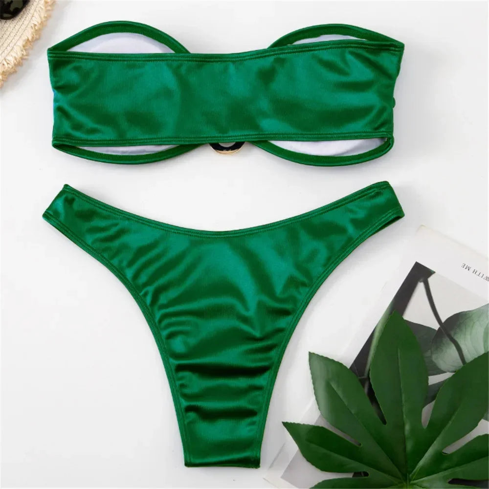 Sexy U Bandeau Brazilian Bikini Set