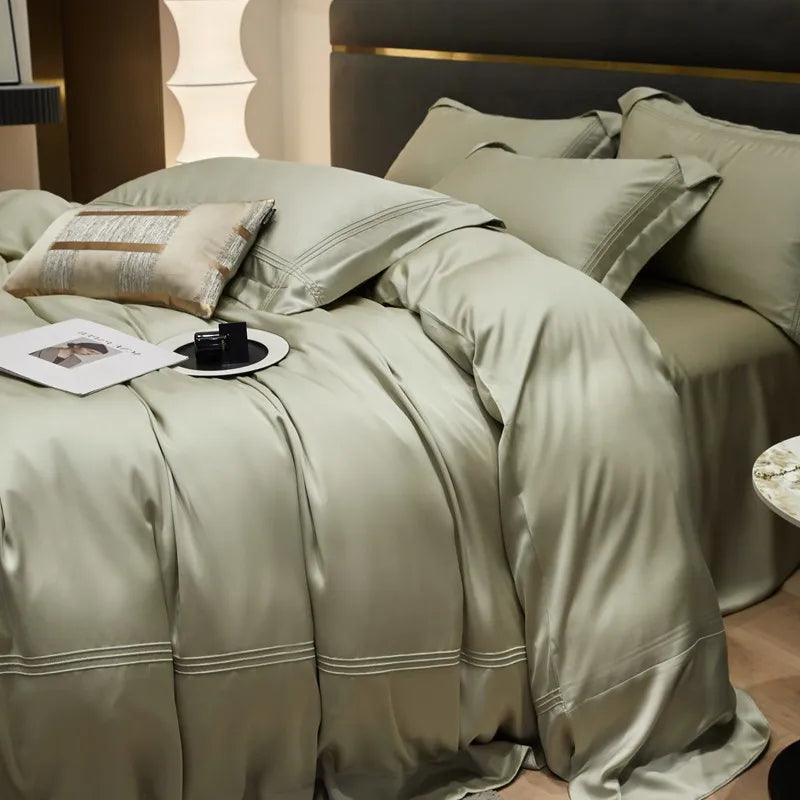 The Eco-Luxe Bamboo Set – 4Pcs 600TC Lyocell Duvet Cover with Ultra-Soft Sheet & Pillowcases