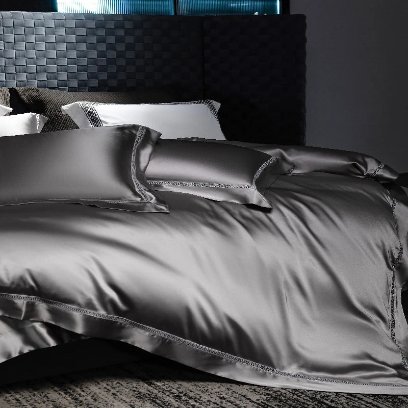 The Gilded Collection – 800TC Silk-Cotton Satin 4Pcs Bedding Set (Duvet Cover + Sheet + Pillowcases)