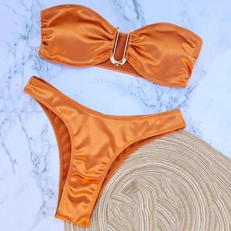 Sexy U Bandeau Brazilian Bikini Set