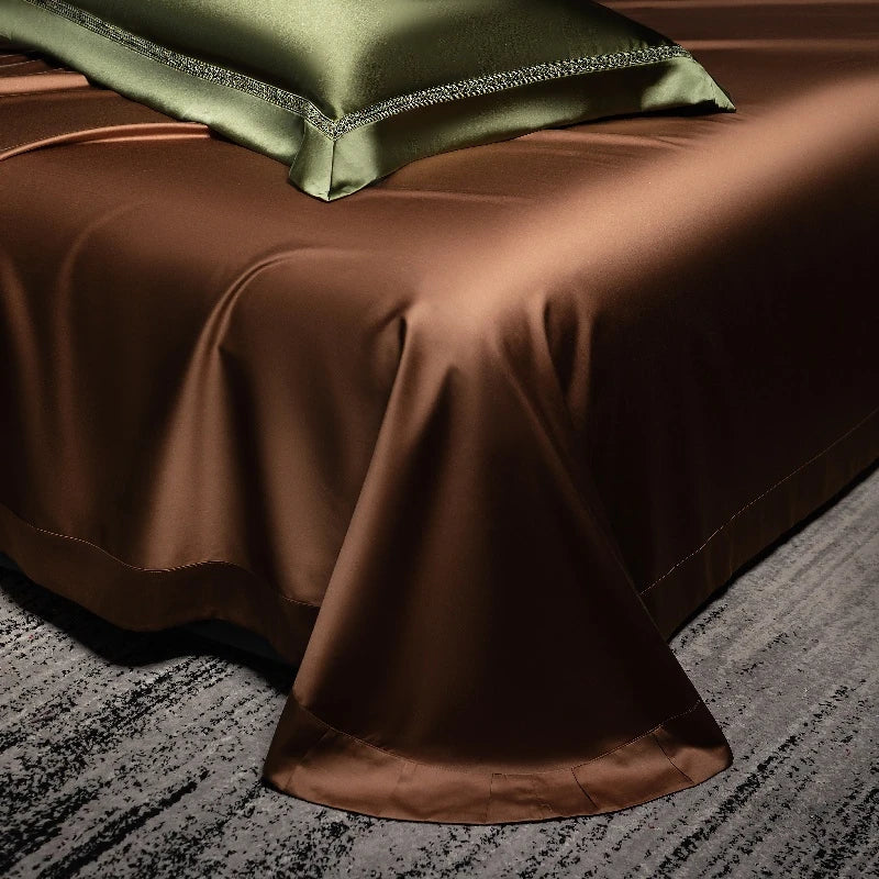 The Gilded Collection – 800TC Silk-Cotton Satin 4Pcs Bedding Set (Duvet Cover + Sheet + Pillowcases)