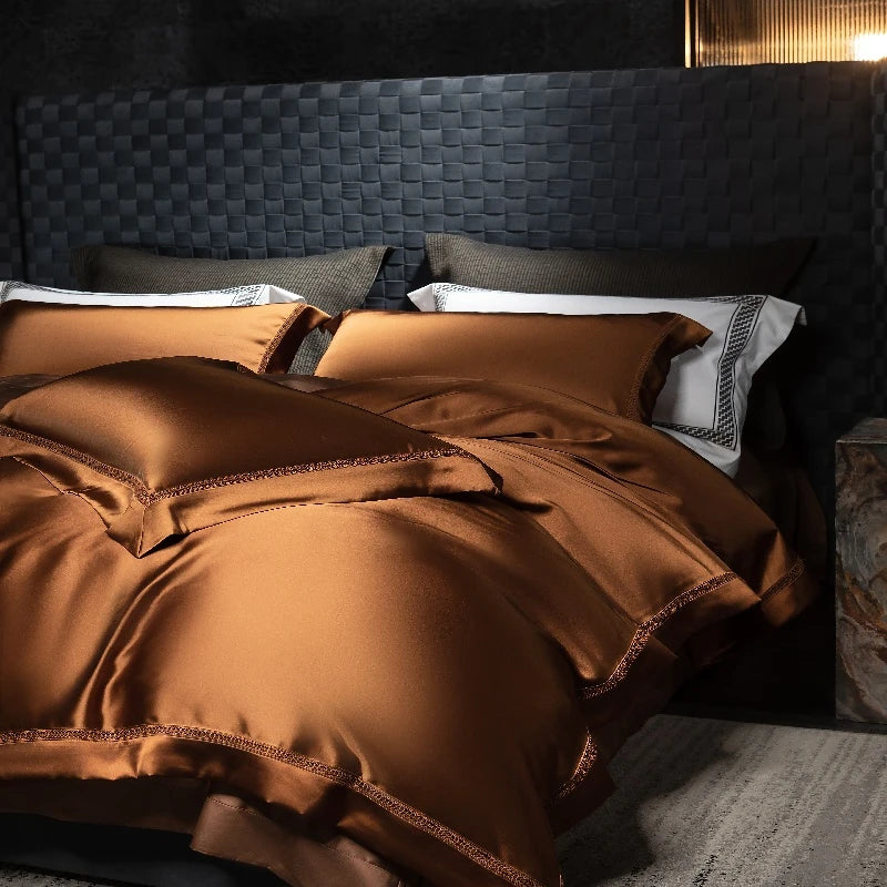 The Gilded Collection – 800TC Silk-Cotton Satin 4Pcs Bedding Set (Duvet Cover + Sheet + Pillowcases)