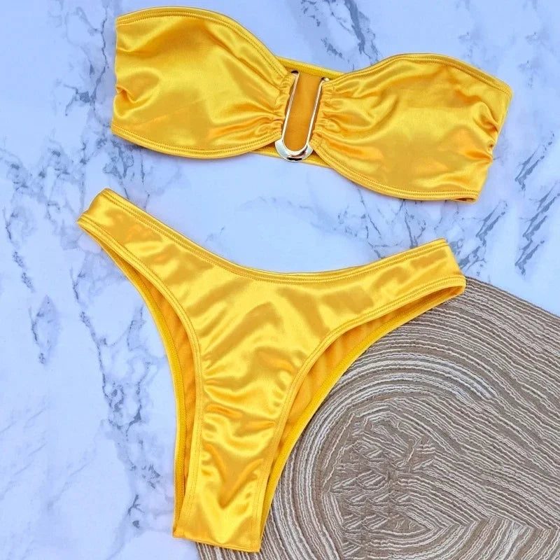 Sexy U Bandeau Brazilian Bikini Set