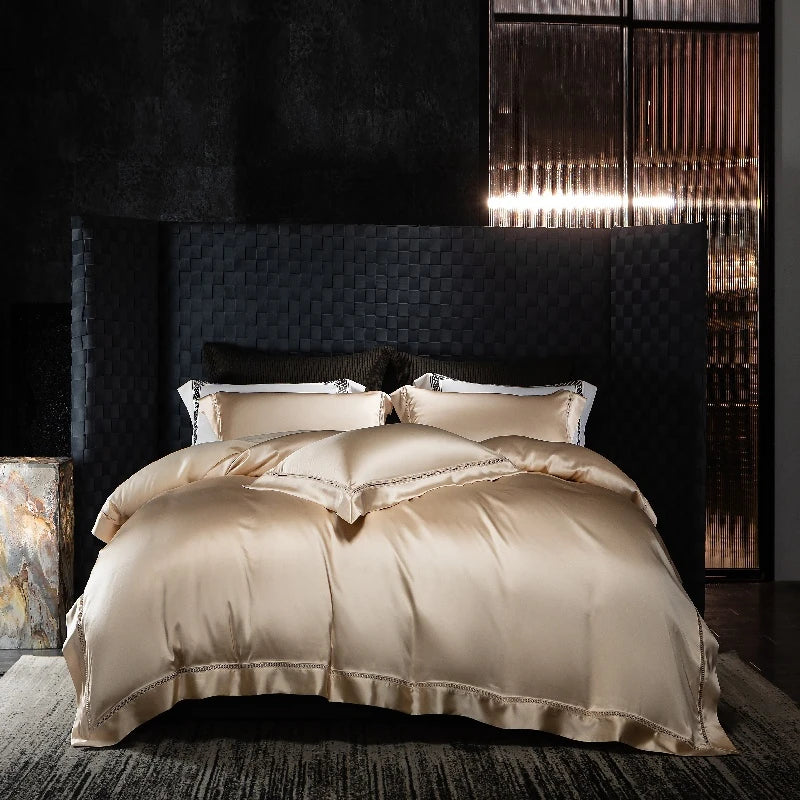 The Gilded Collection – 800TC Silk-Cotton Satin 4Pcs Bedding Set (Duvet Cover + Sheet + Pillowcases)