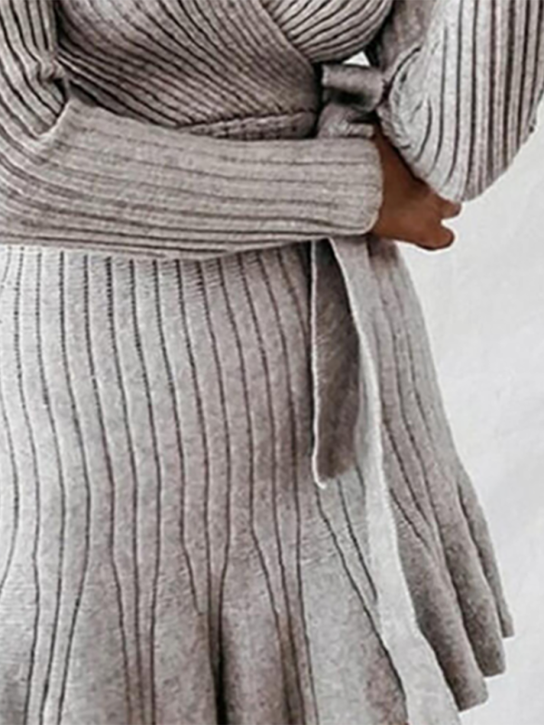 I'm Deep Sweater Dress in Grey pleat detail