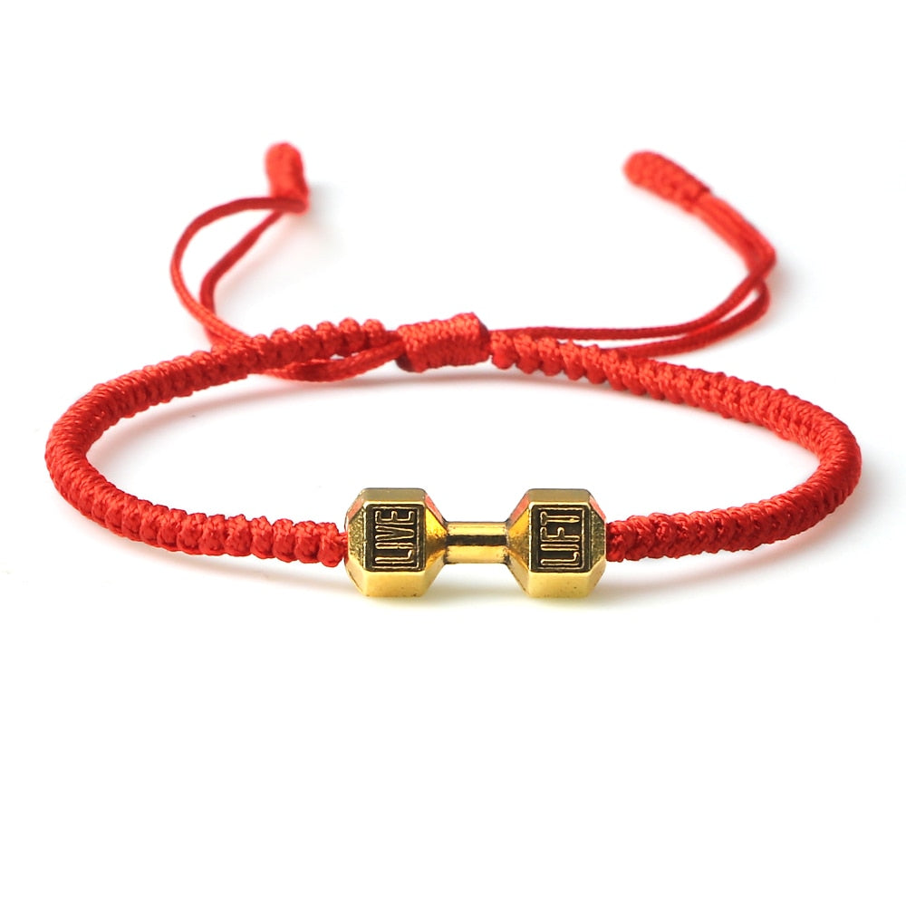 Lift Live Rope Bracelet in Gold charm Red band