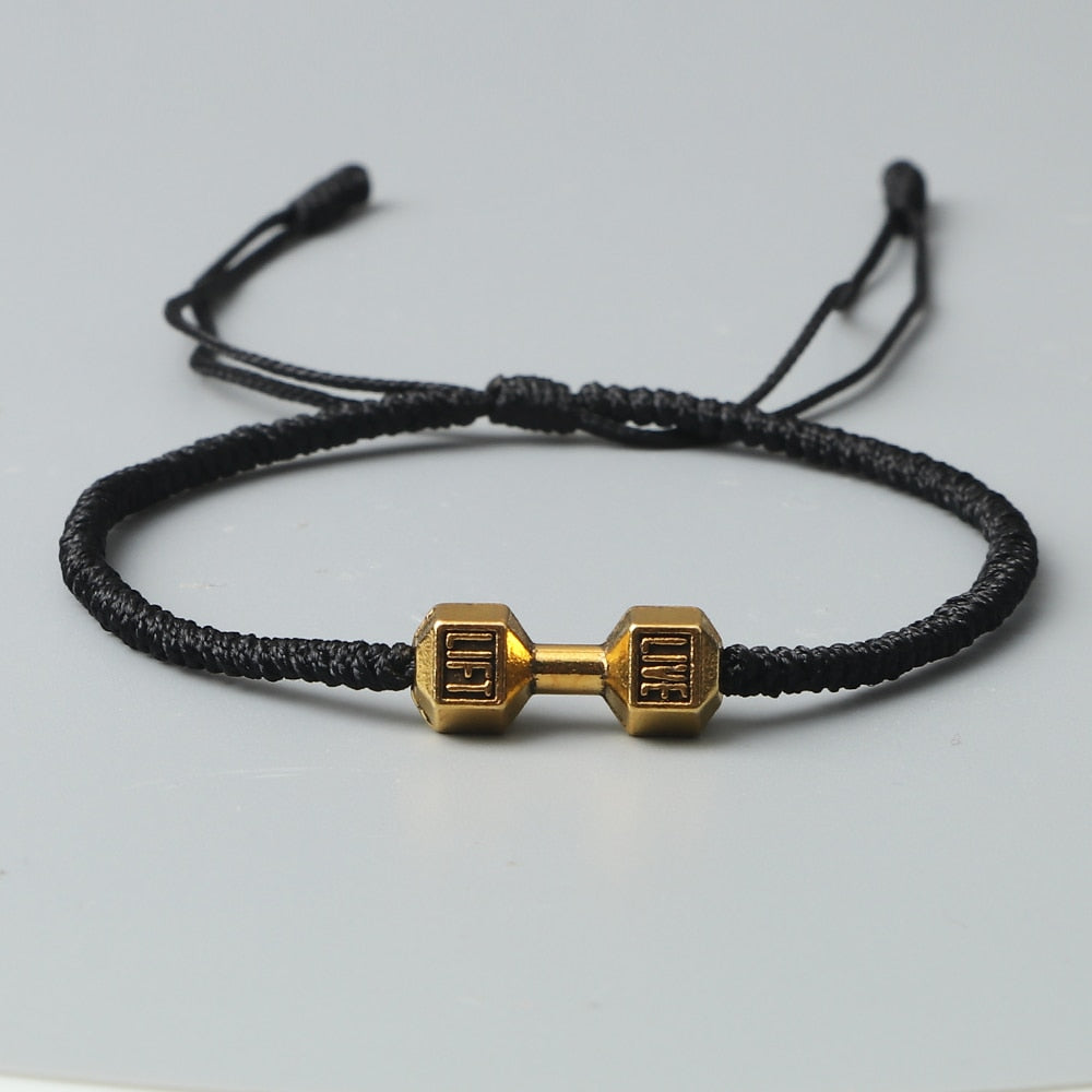 Lift Live Rope Bracelet in Gold charm Black band