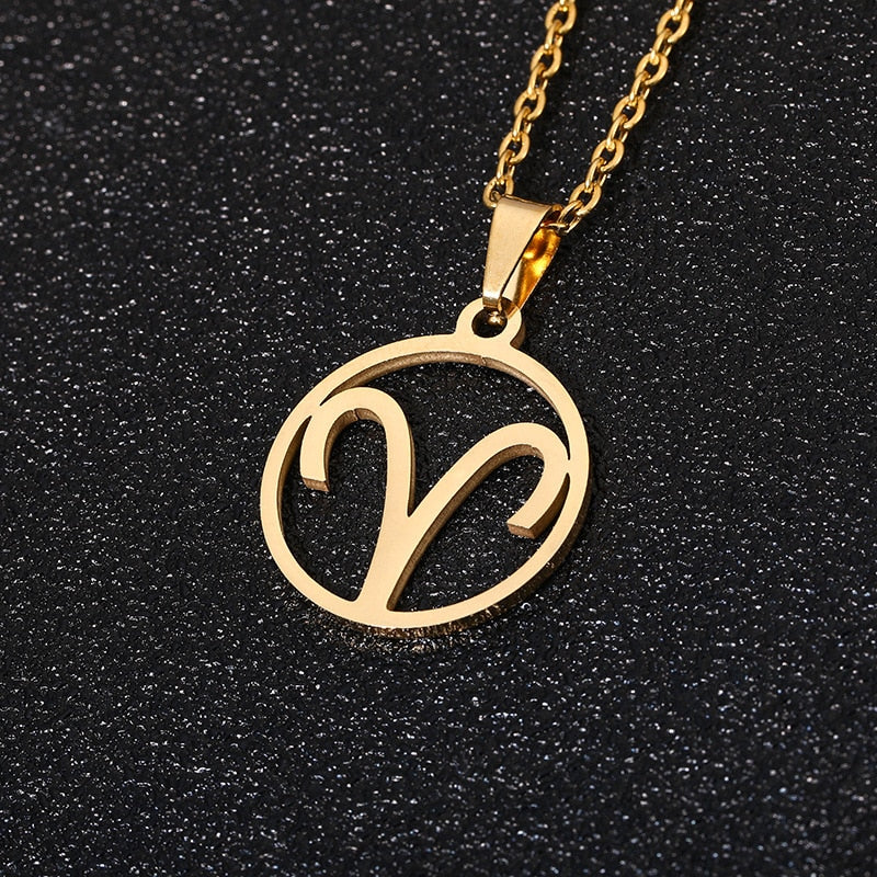 Sun Sign Necklace Aries Gold