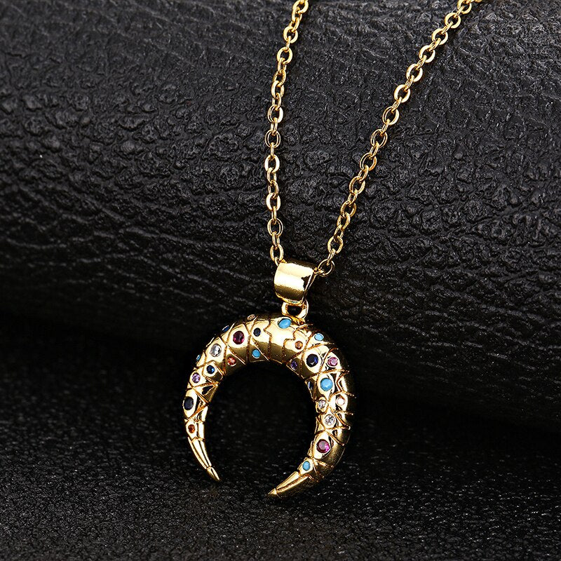 Vintage Crescent Necklace in Gem