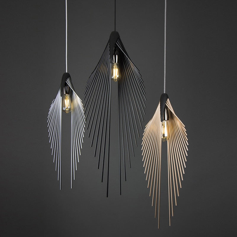 Retro Iron Bird in Black, Gold and Silver Pendant lights