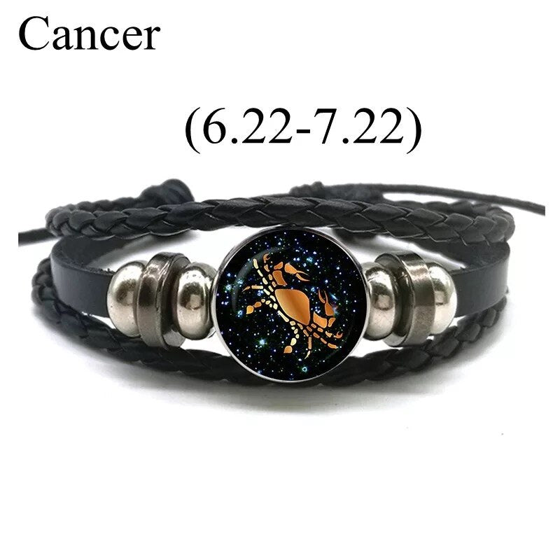 Sun Sign Leather Bracelet for Cancer