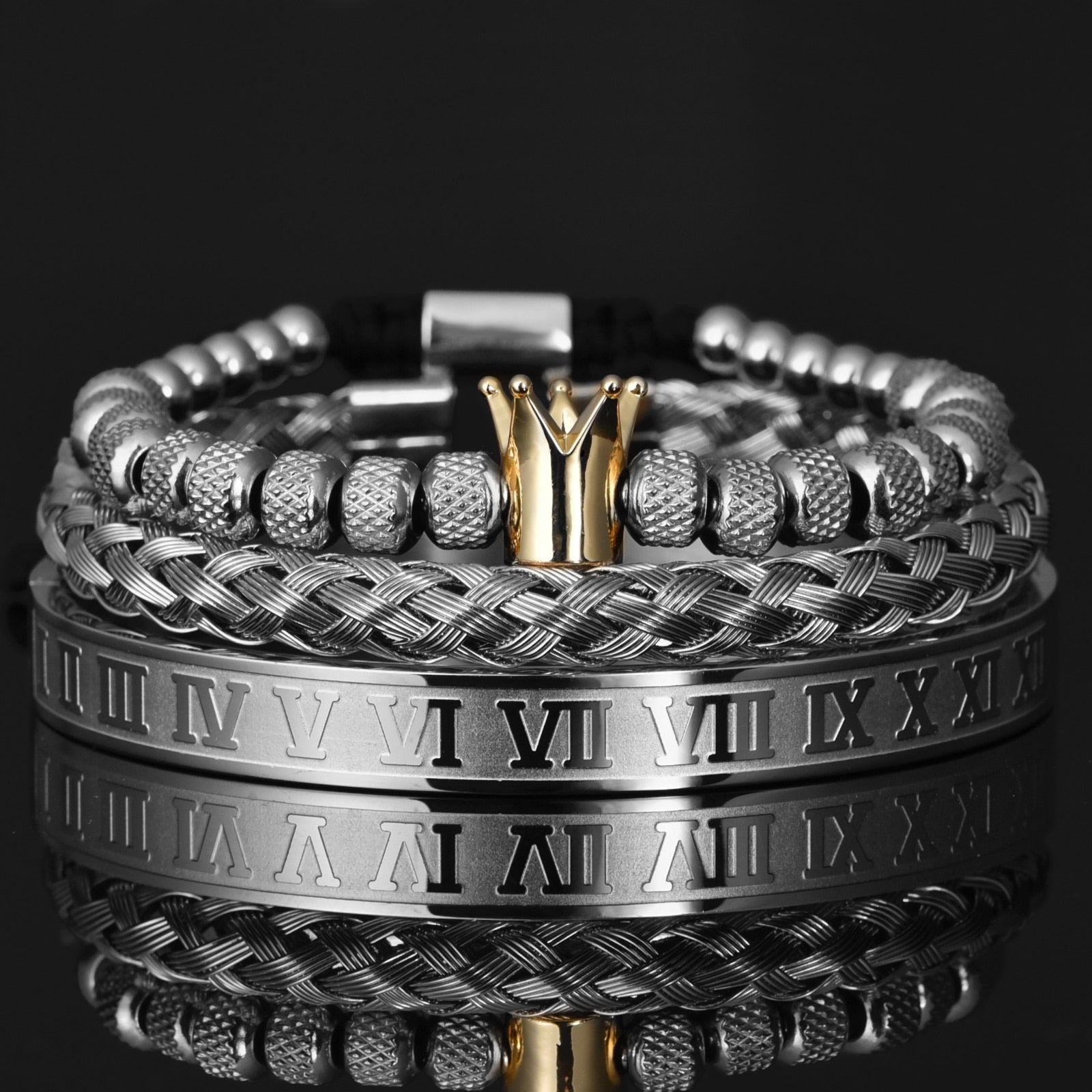 LUX Crown Numeral Bracelet Silver with Gold Crown