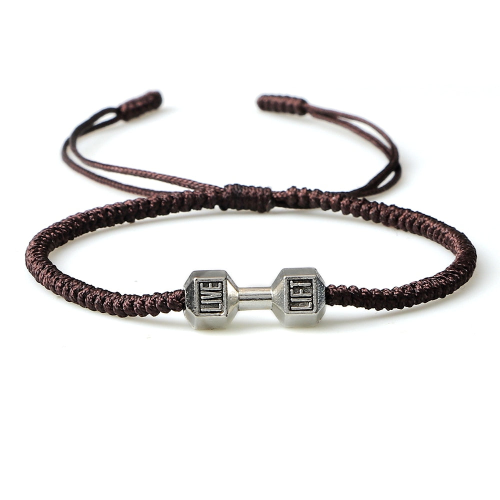 Lift Live Rope Bracelet in Silver charm Brown band