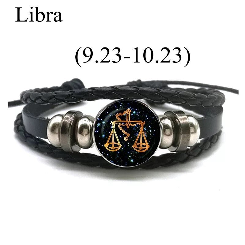 Sun Sign Leather Bracelet for Libra