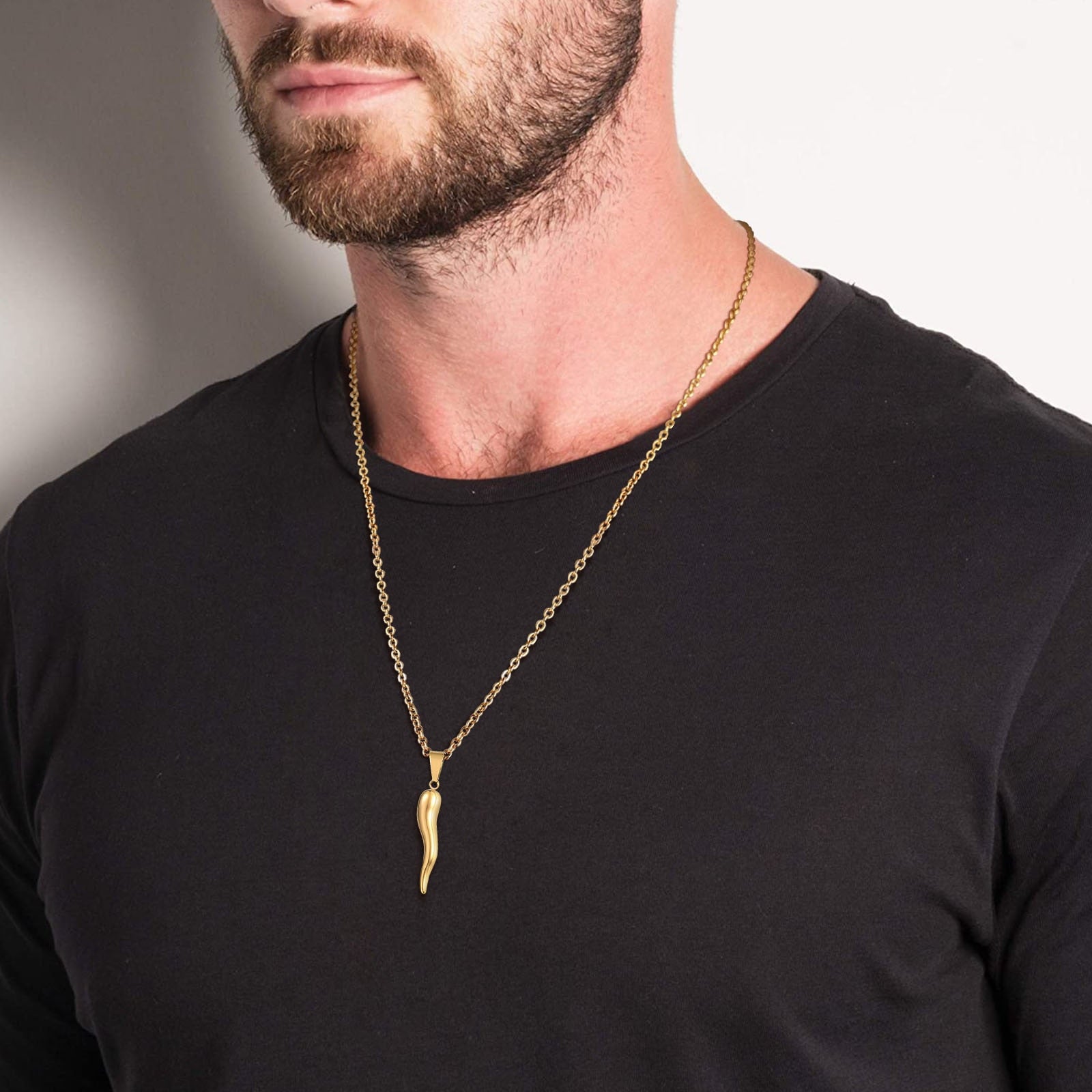 Italian Horn Necklace in Gold