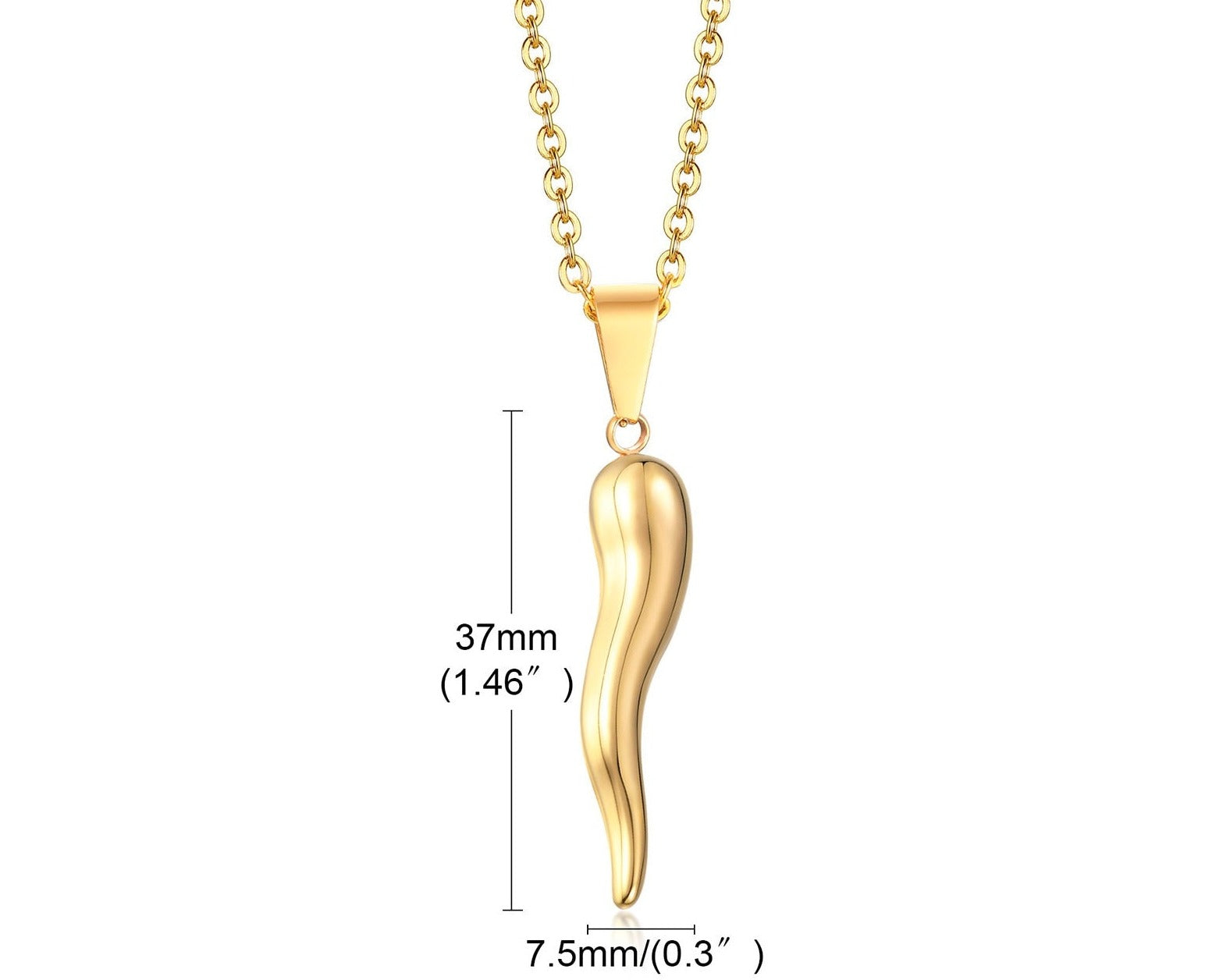 Italian Horn Necklace Gold