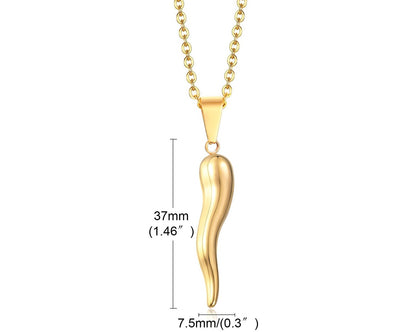 Italian Horn Necklace Gold