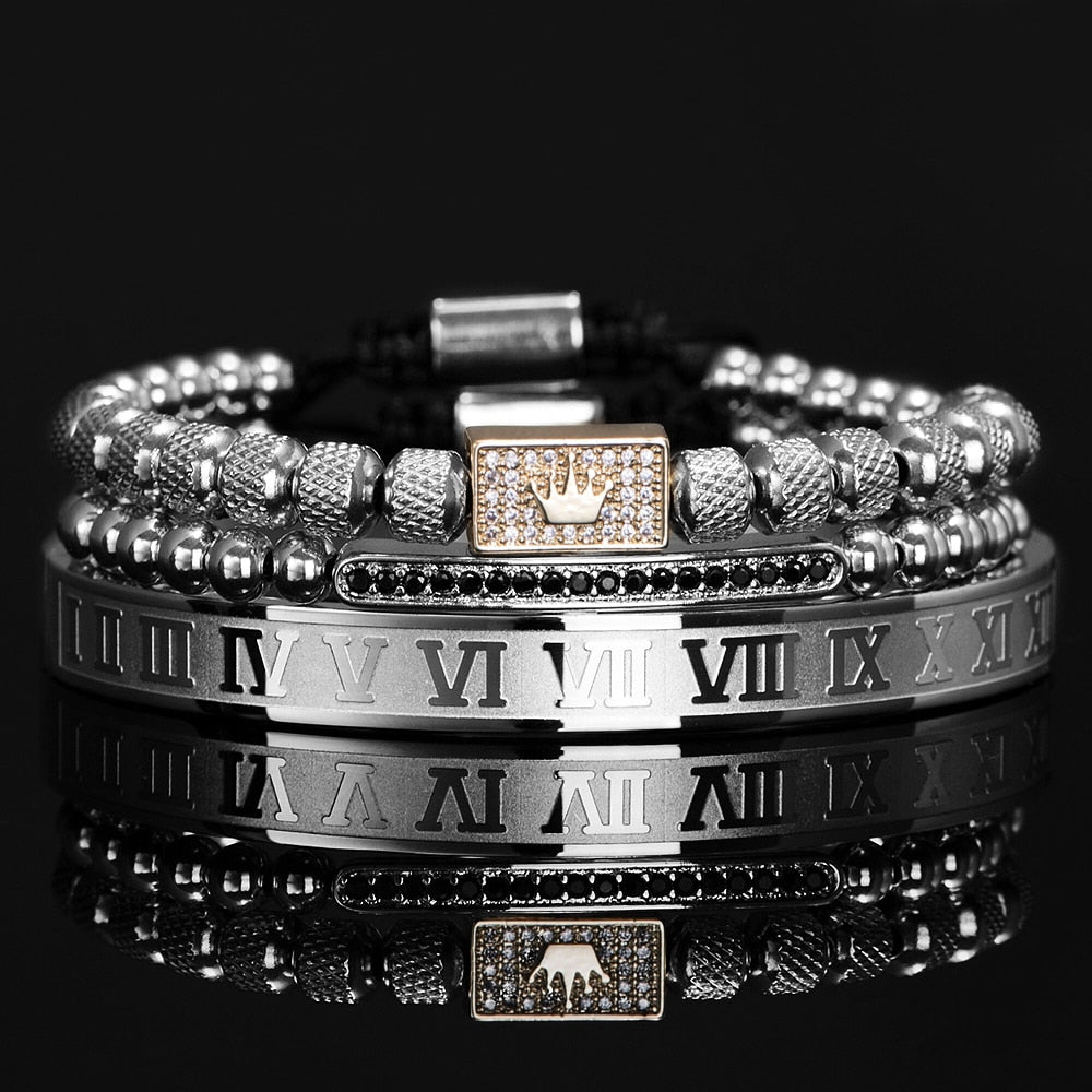 Crown LUX Bracelet Set Silver with Gold Crown