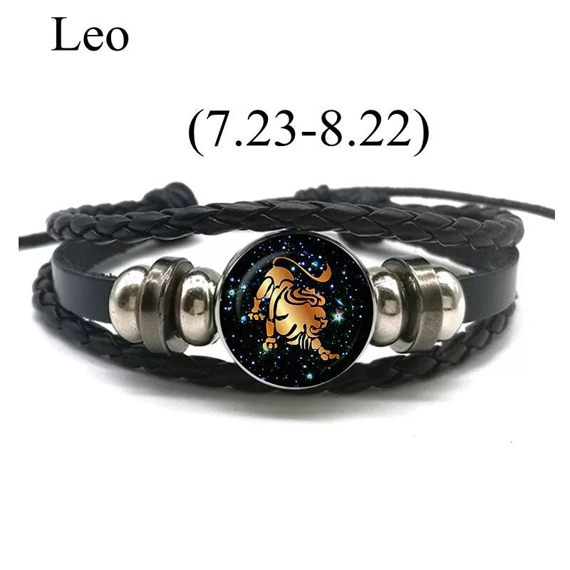 Sun Sign Leather Bracelet for Leo