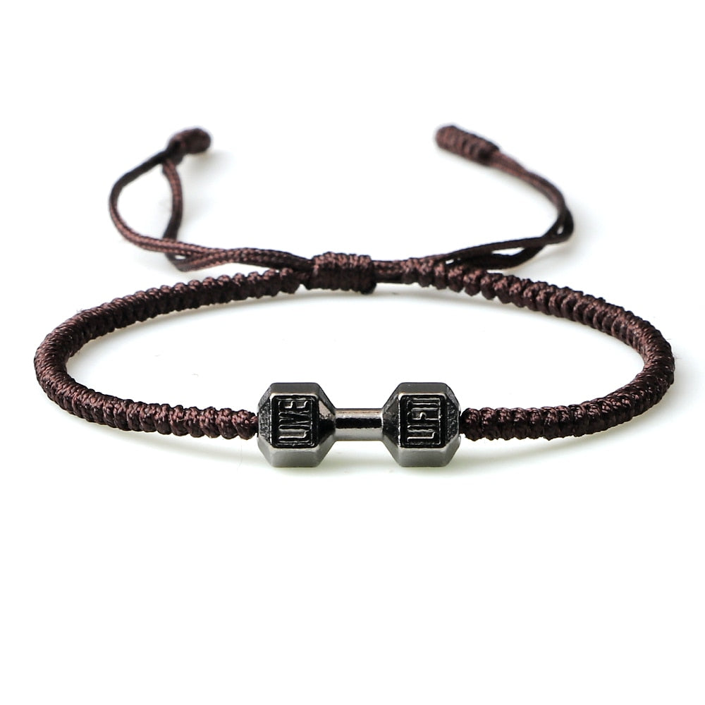 Lift Live Rope Bracelet in Gunmetal charm  Brown band