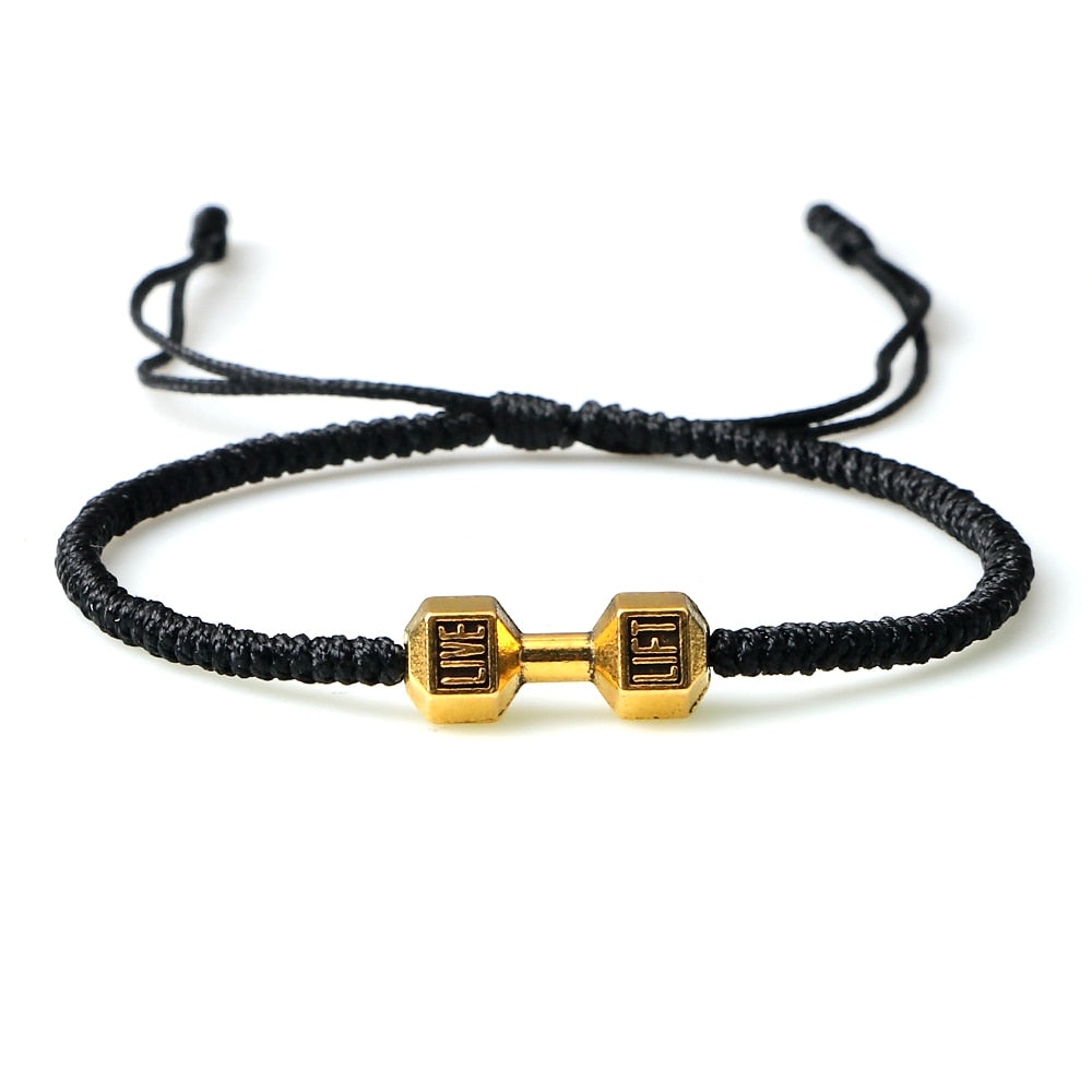 Lift Live Rope Bracelet in Gold charm Black band