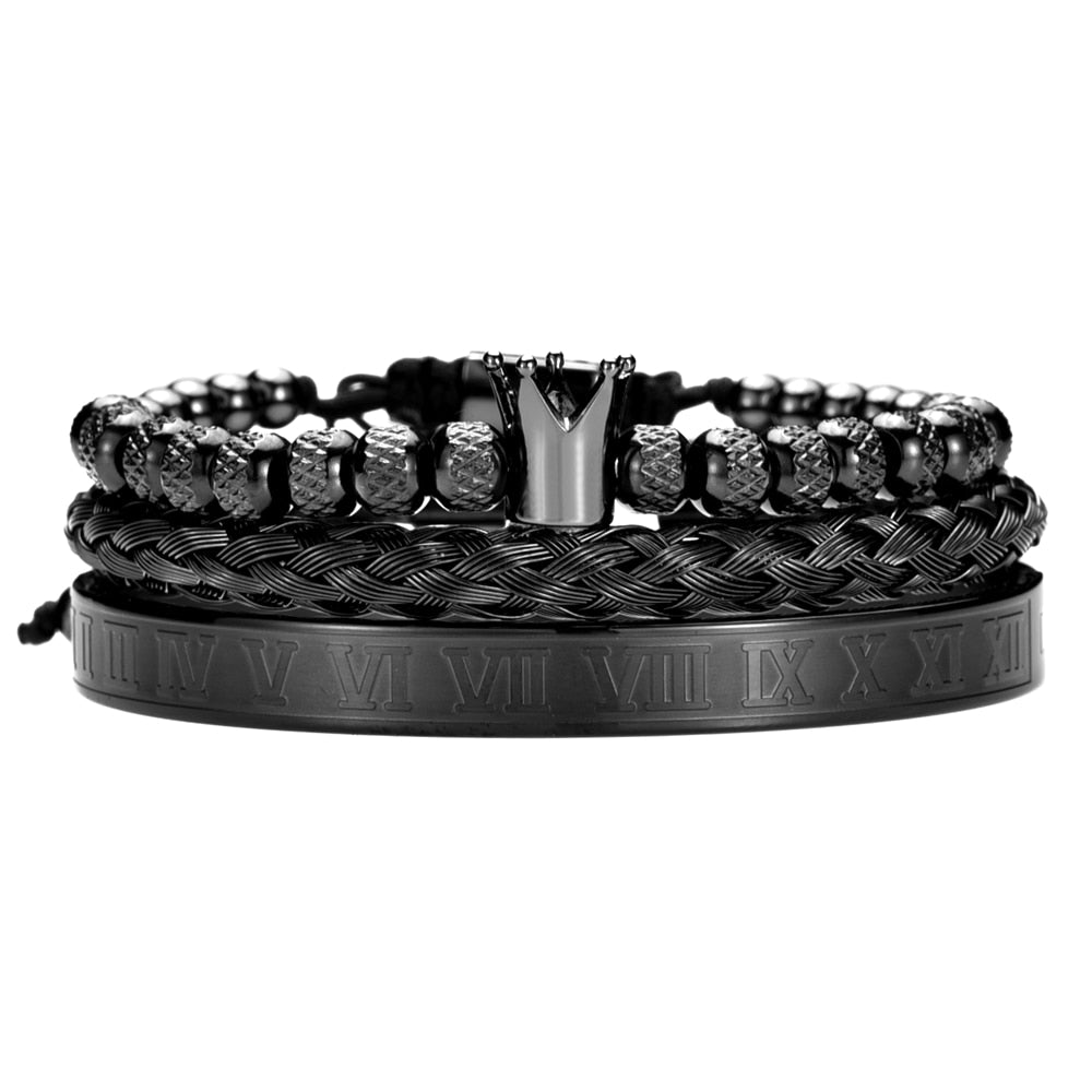 LUX Crown Numeral Bracelet Black