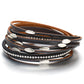 Leaf Layers Leather Bracelet in Black