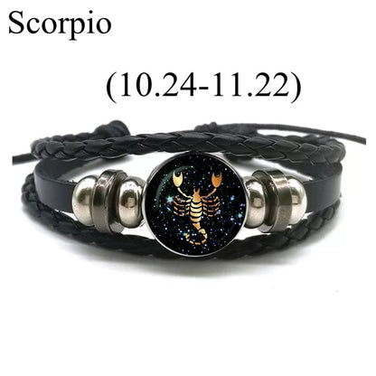 Sun Sign Leather Bracelet for Scorpio